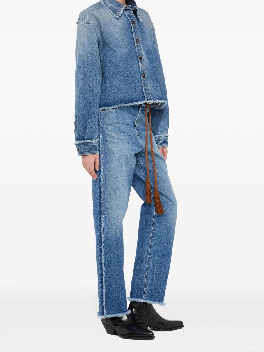 Affordable Alanui frayed denim cropped jacket Women 0710